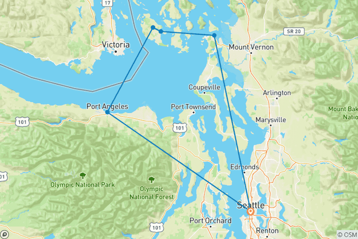 Carte du circuit Circuit à vélo de 6 jours dans les îles San Juan et le parc national Olympic