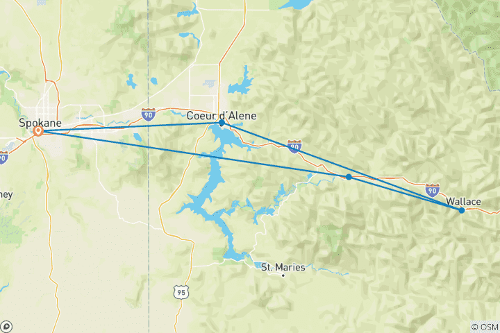 Carte du circuit Circuit cycliste d'aventure de 6 jours sur les sentiers de l'Idaho – Découvrez des itinéraires pittoresques