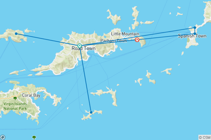 Mapa de La aventura Ultimate en las islas Vírgenes Británicas 7 días /6 noches