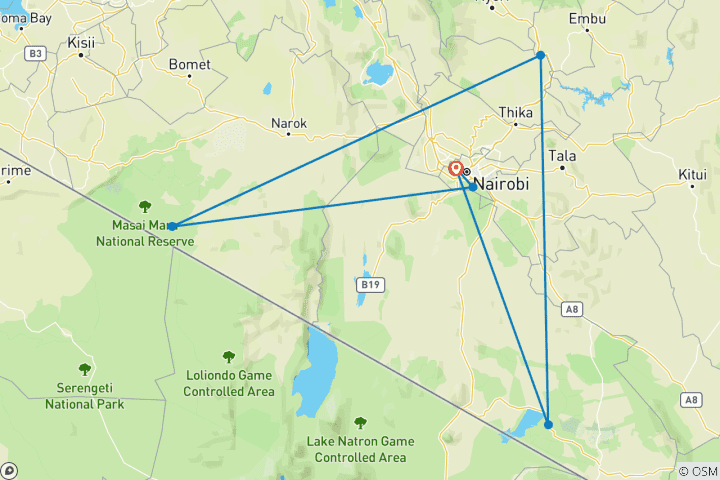 Kaart van Het beste van Kenia: 35 tot 45 (Kamperen)