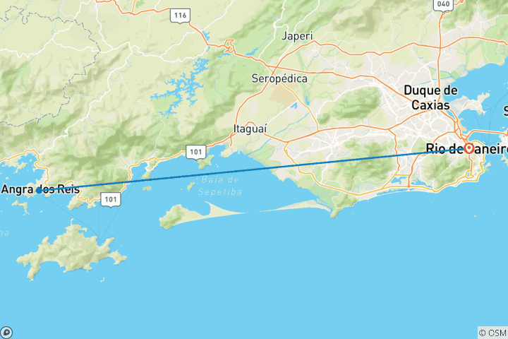 Carte du circuit 5 jours - Rio de Janeiro avec trajet en train jusqu'au Christ-Rédempteur