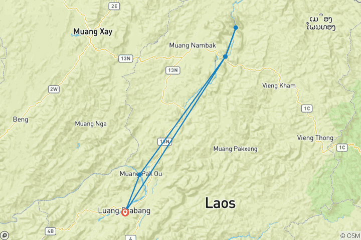 Karte von Familienabenteuer in Laos: 10-tägige Expedition nach Luang Prabang, Nong Khiaw und zur Mekong-Öko-Lodge