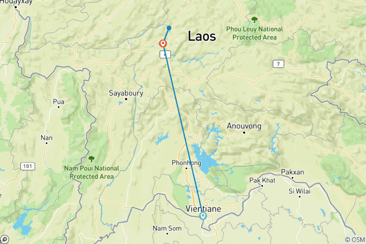 Karte von Laos entdecken: 9-tägige Reise mit den Höhepunkten von Vientiane, dem Elefantenschutz und Luang Prabang