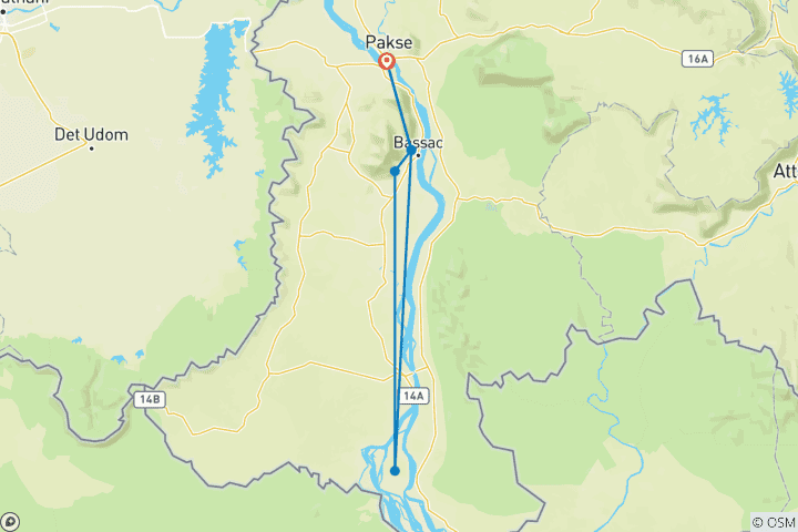 Kaart van Ontdek Zuid-Laos: het Bolaven-plateau en de 4000 Eilanden – 5 dagen