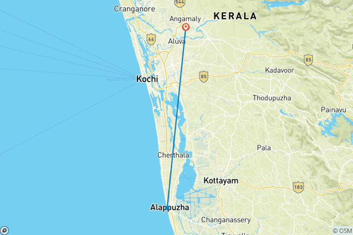 Map of Best Seller Houseboat Kerala India 2-Day