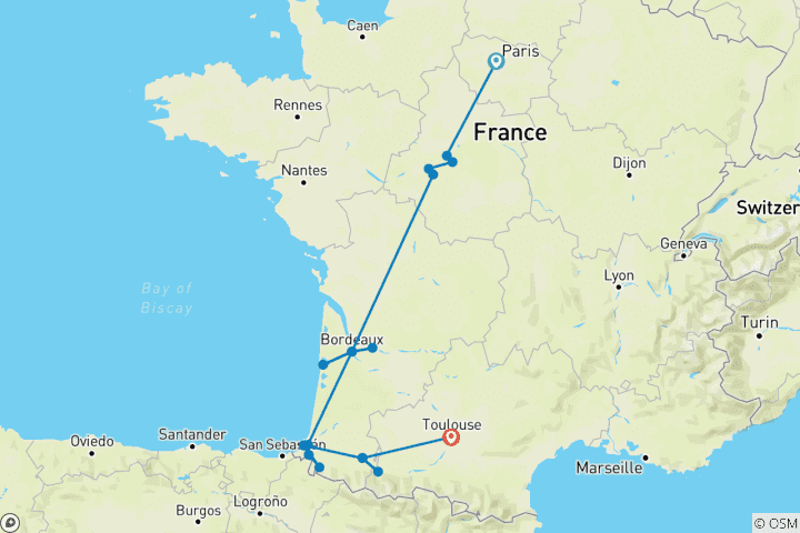 Kaart van Reizen: Schatten van Frankrijk, van Parijs tot Toulouse – National Geographic