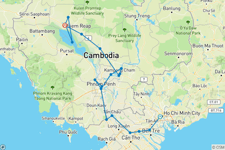 Map of Meandering along the Mekong and Temple Discovery Cruise