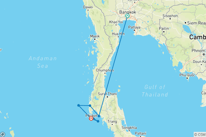 Carte du circuit Plages de Thaïlande : De Bangkok à Phuket