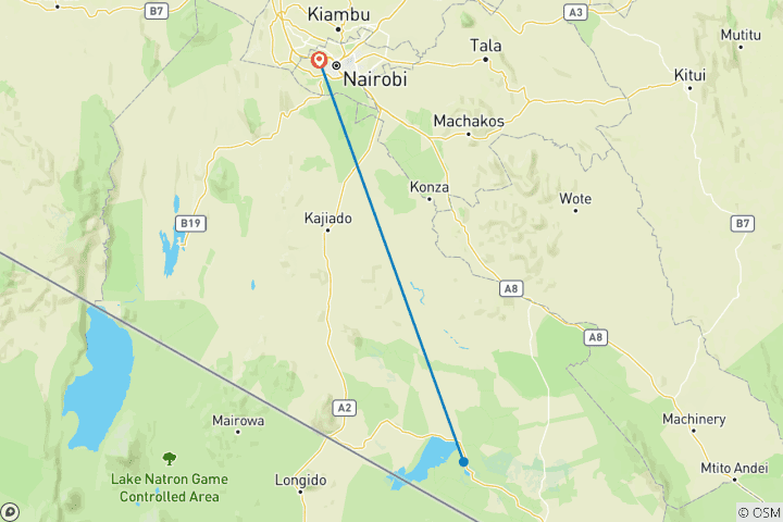 Map of 3 days Amboseli National Park Safari.