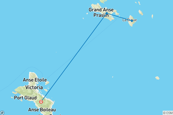 Karte von Seychellen Inselhüpfen: Mahé & Praslin