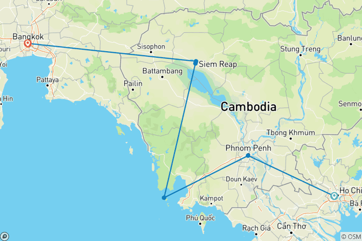 Carte du circuit Les 18-35 ans : le vrai Cambodge