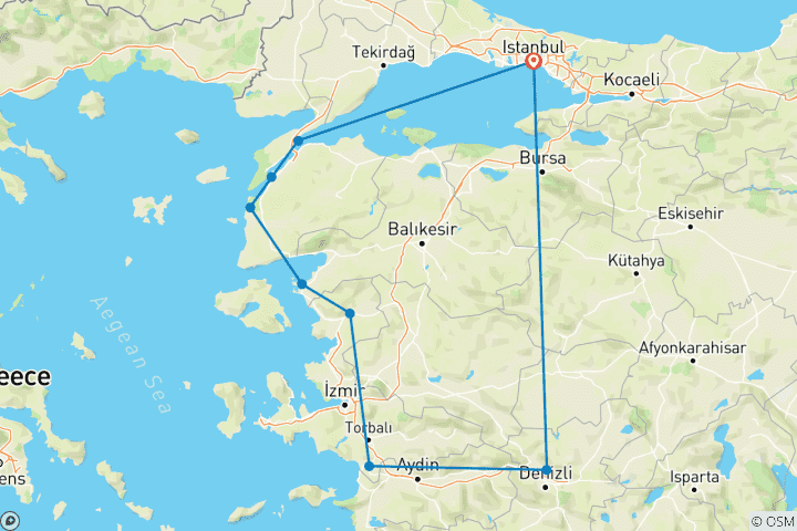 Mapa de Lo mejor de Turquía con una estancia en Estambul