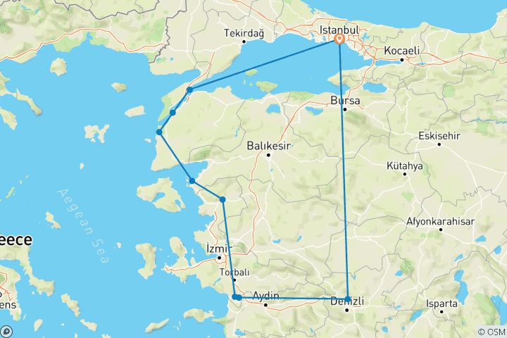 Carte du circuit Le meilleur de la Turquie avec Istanbul City Stay