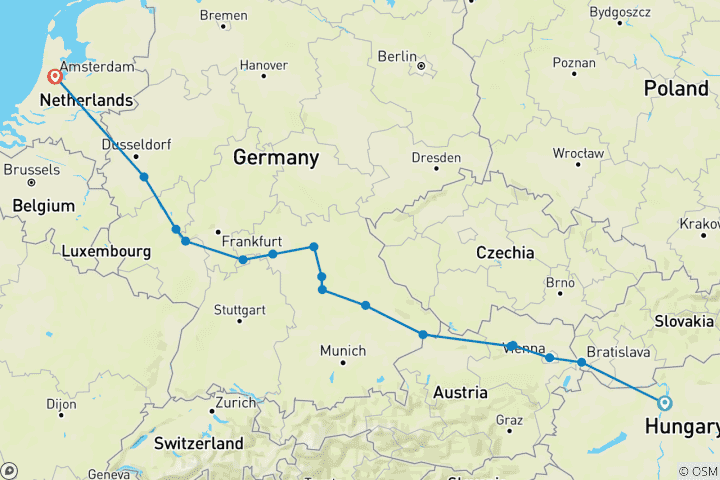 Kaart van Prachtige rivieren van Europa 2028