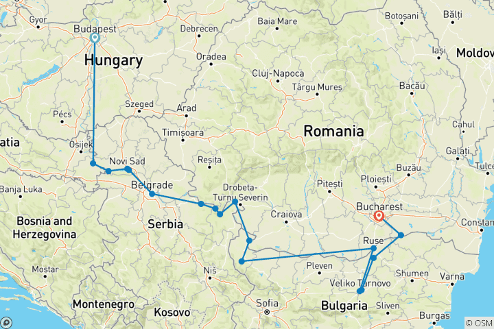 Carte du circuit Découverte des Balkans avec 1 nuit à Budapest et 1 nuit à Bucarest 2028