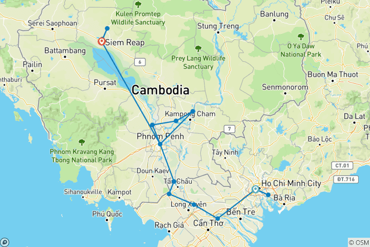 Map of Fascinating Vietnam, Cambodia & the Mekong River (Northbound) 2028