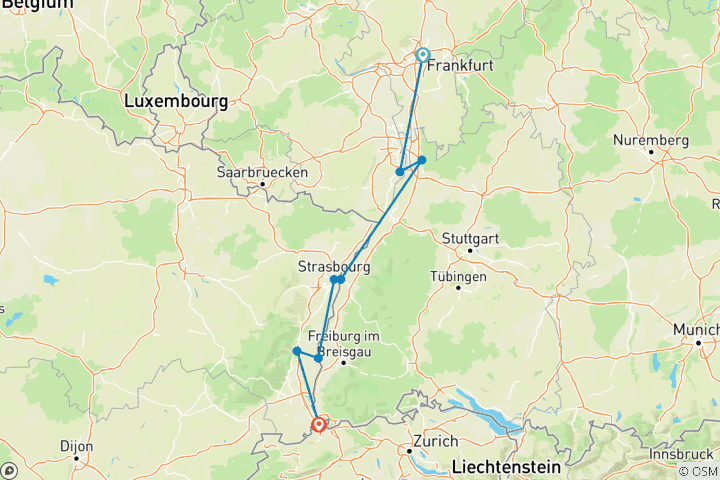 Karte von Weihnachtszeit im Elsass & Deutschland (Südkurs)