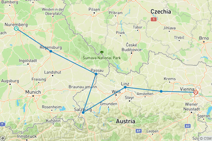 Karte von Weihnachtszeit an der Donau (Ostkurs)