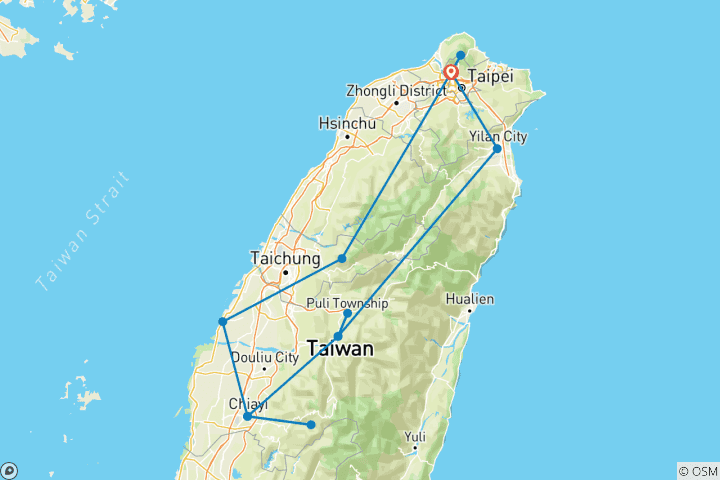Kaart van Verken Taiwan