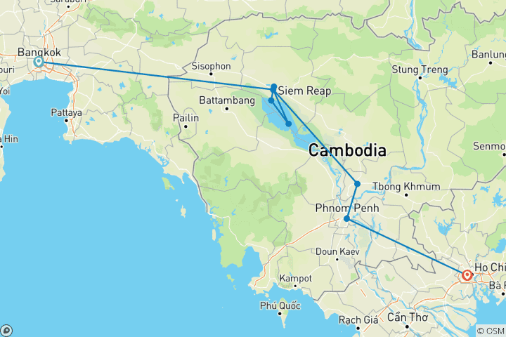 Carte du circuit Cambodia Express (y compris Chong Kneas)