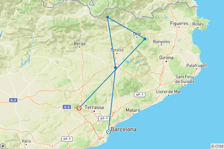 Carte du circuit La Catalogne, terre de contrastes : des rochers sacrés aux volcans éteints