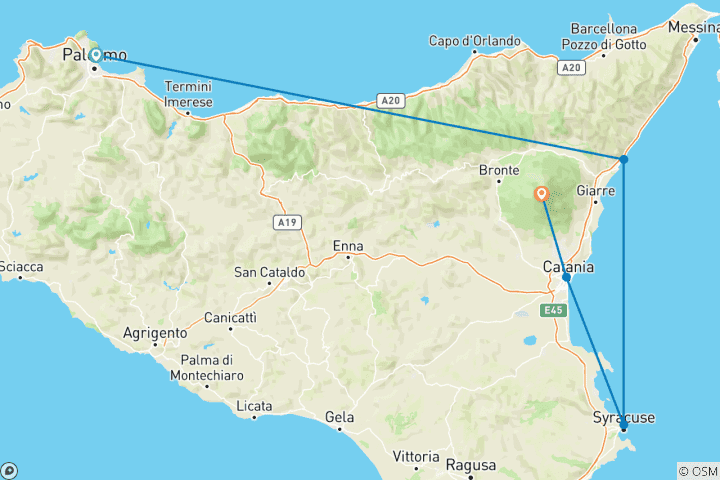Carte du circuit La Sicile sans stress et en tout confort grâce aux bus locaux