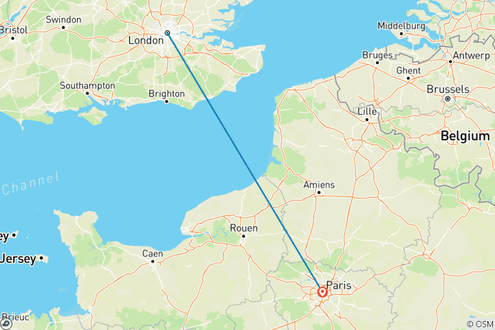 Carte du circuit Le meilleur de Londres et de Paris en une semaine