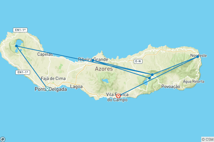 Carte du circuit Le paradis volcanique de l'Atlantique : São Miguel, aux eaux vert émeraude