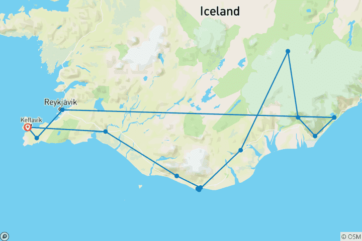Carte du circuit L'Islande : le cœur sauvage du Nord