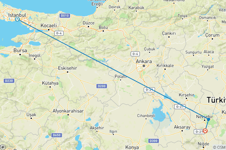 Carte du circuit Ambiance turque : une aventure d'Istanbul à la Cappadoce féérique
