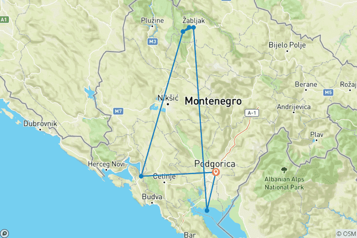 Mapa de Montenegro: de las montañas al mar en unos pocos días
