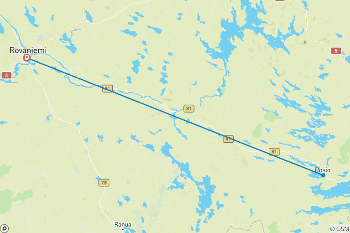 Carte du circuit Rovaniemi : un royaume glacial où règnent les aurores boréales et le Père Noël