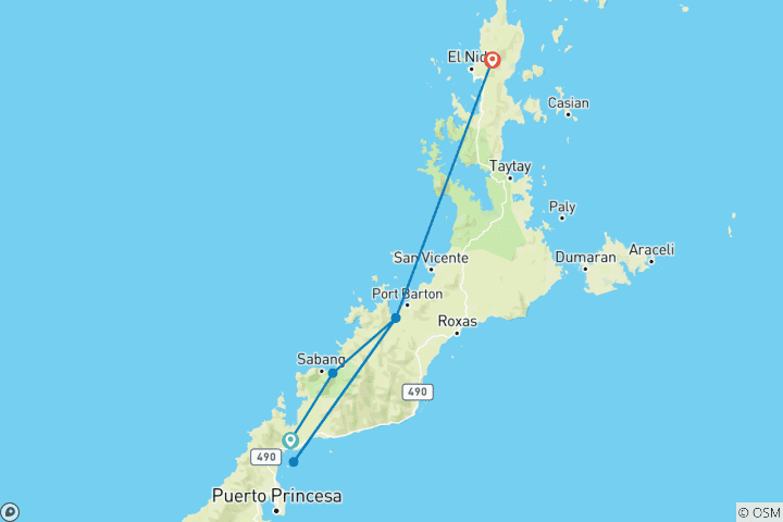 Carte du circuit Circuit d'île en île dans l'ouest des Philippines (sans expédition en bateau)