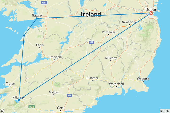 Carte du circuit Boucle sud de l'Irlande