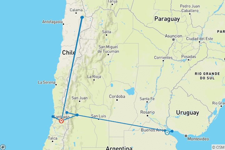 Mapa de Lo mejor de Argentina, Chile y el Atacama - 13 días