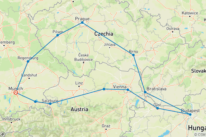 Carte du circuit Circuit en Europe centrale - 10 jours