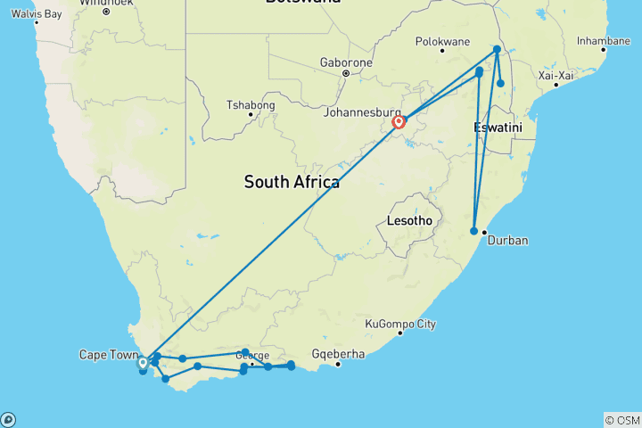 Map of South Africa Explorer - 14 days