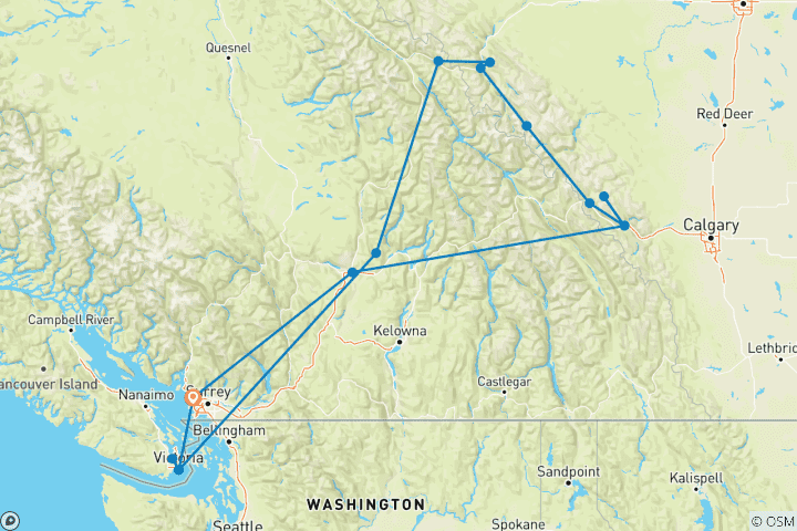 Map of Wonders of the Canadian Rockies (2027, 10 Days)