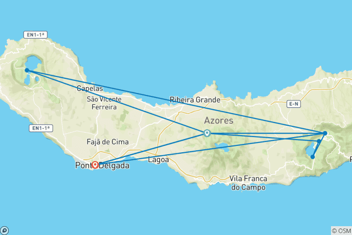 Map of Active Azores: Hikes, Thermal Springs, and the Ocean on Sao Miguel