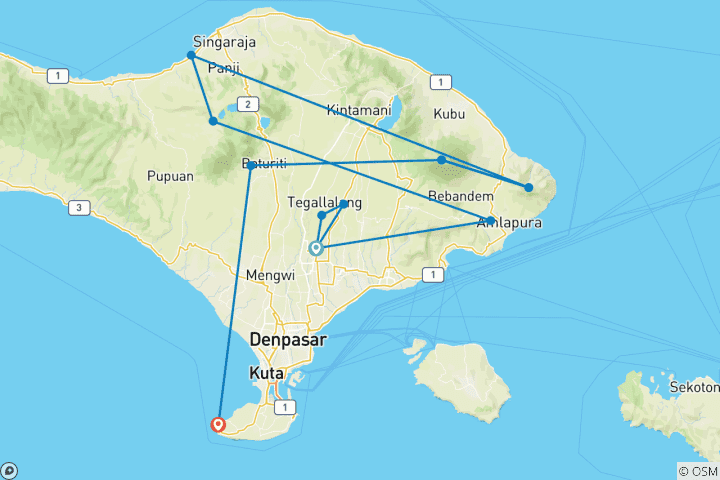Carte du circuit Le « Slow Travel » à Bali