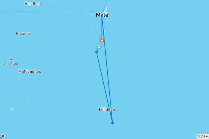 Carte du circuit Les Maldives : des aventures océaniques au-delà du complexe hôtelier