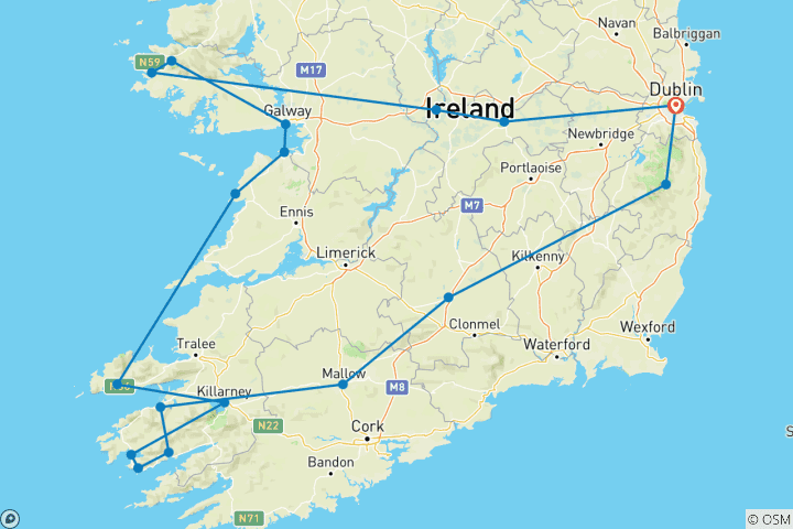Carte du circuit L'histoire du patrimoine celtique : un road trip à travers l'Irlande