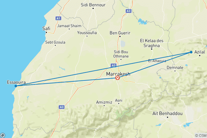 Carte du circuit À la découverte du Maroc : culture, nature et vie locale