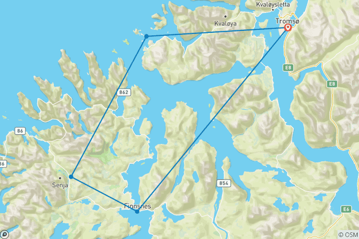Carte du circuit Sous le soleil de minuit : l'Arctique norvégien