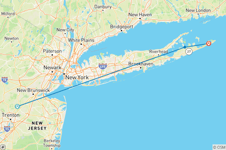Carte du circuit Du New Jersey à Long Island : paix et aventure