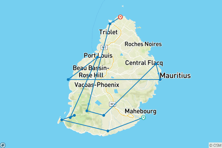 Carte du circuit L'île Maurice : à la découverte d'un paradis avec les enfants