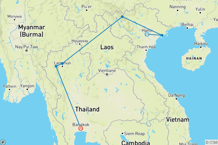 Karte von Der Norden von Vietnam und Thailand: Abenteuer zwischen den Tempeln
