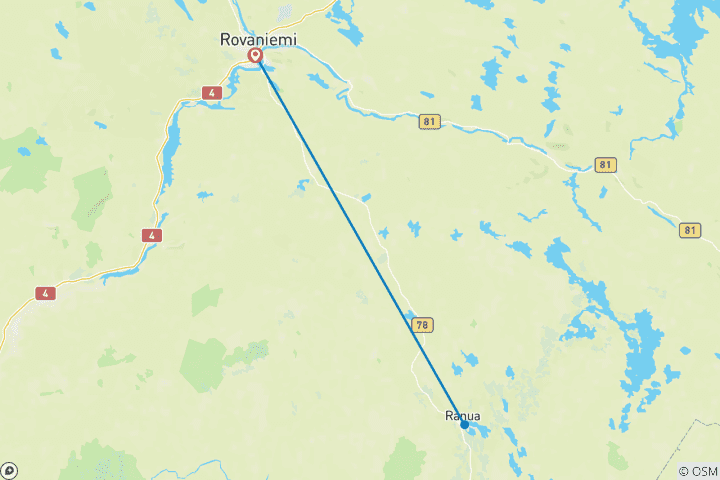 Carte du circuit Luge et village de Noël à Rovaniemi