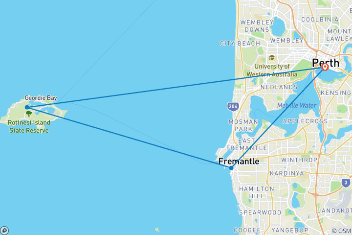 Karte von Die Highlights von Perth 5 Tage