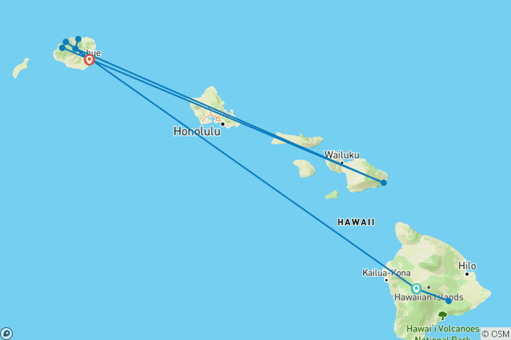Carte du circuit Les deux facettes d'Hawaï : Big Island et Kauaʻi